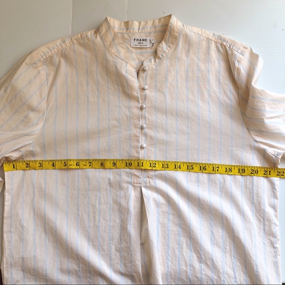 Frame Ruffle Cuff Cotton Shirt In Light Pink blue - Picture 8 of 9